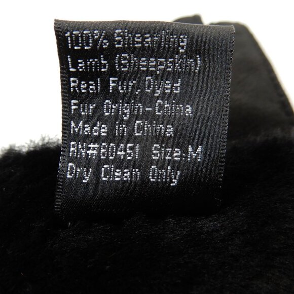 SURELL Genuine Shearling Lined GLOVES Size M Black Suede Sheepskin Fur NEW $110 - Picture 6 of 7